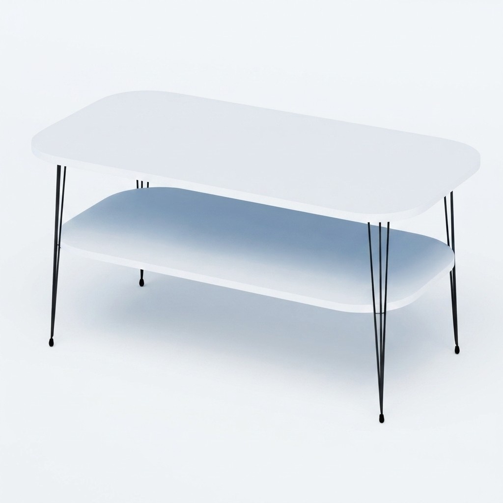Moderner weißer Couchtisch aus Holz mit Edelstahl-Design