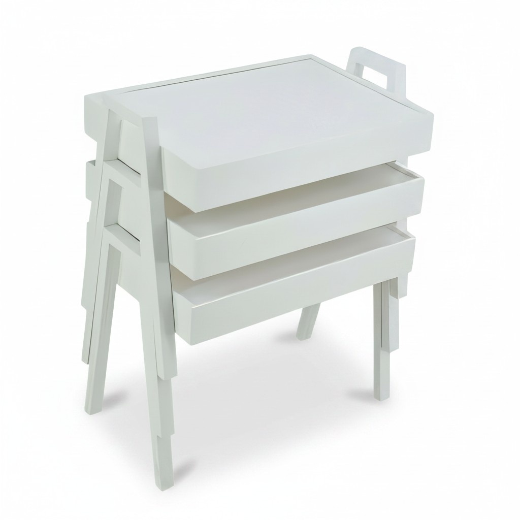 Moderner weißer Holztisch-Set in elegantem Design