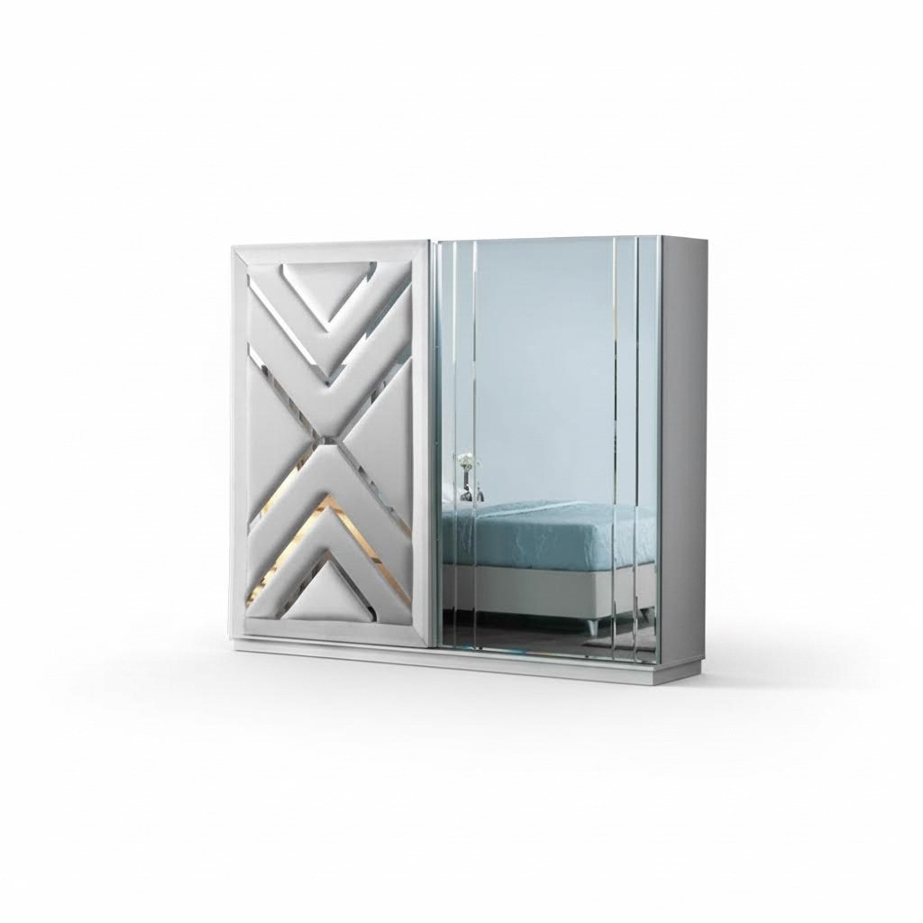 Moderner Weißer Kleiderschrank Luxuriöser Glasschrank Schlafzimmer Möbel