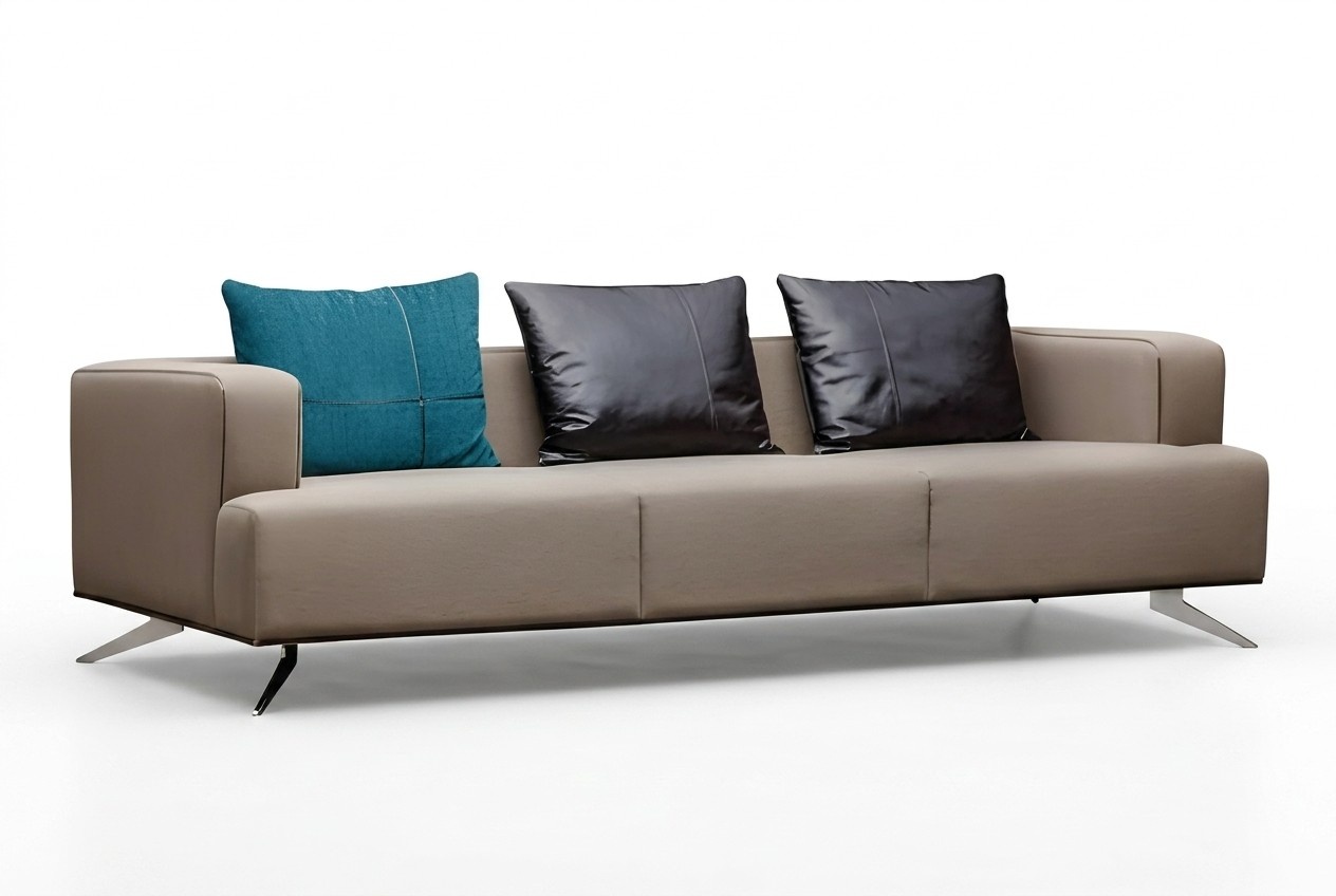 Modernes beiges Stoffsofa aus Holzrahmen