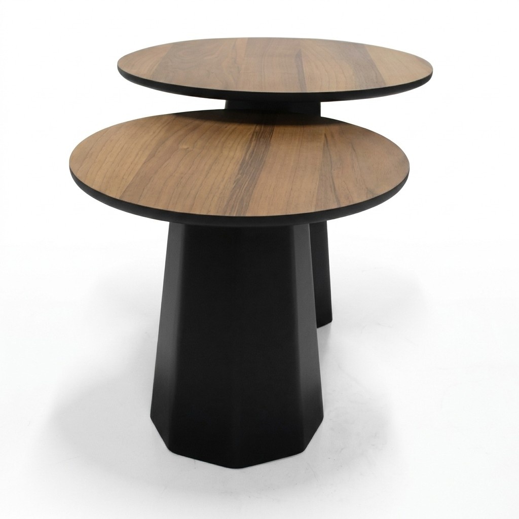 Modernes Couchtisch Set 2x Designer Tische aus Holz stilvoll fürs Wohnzimmer