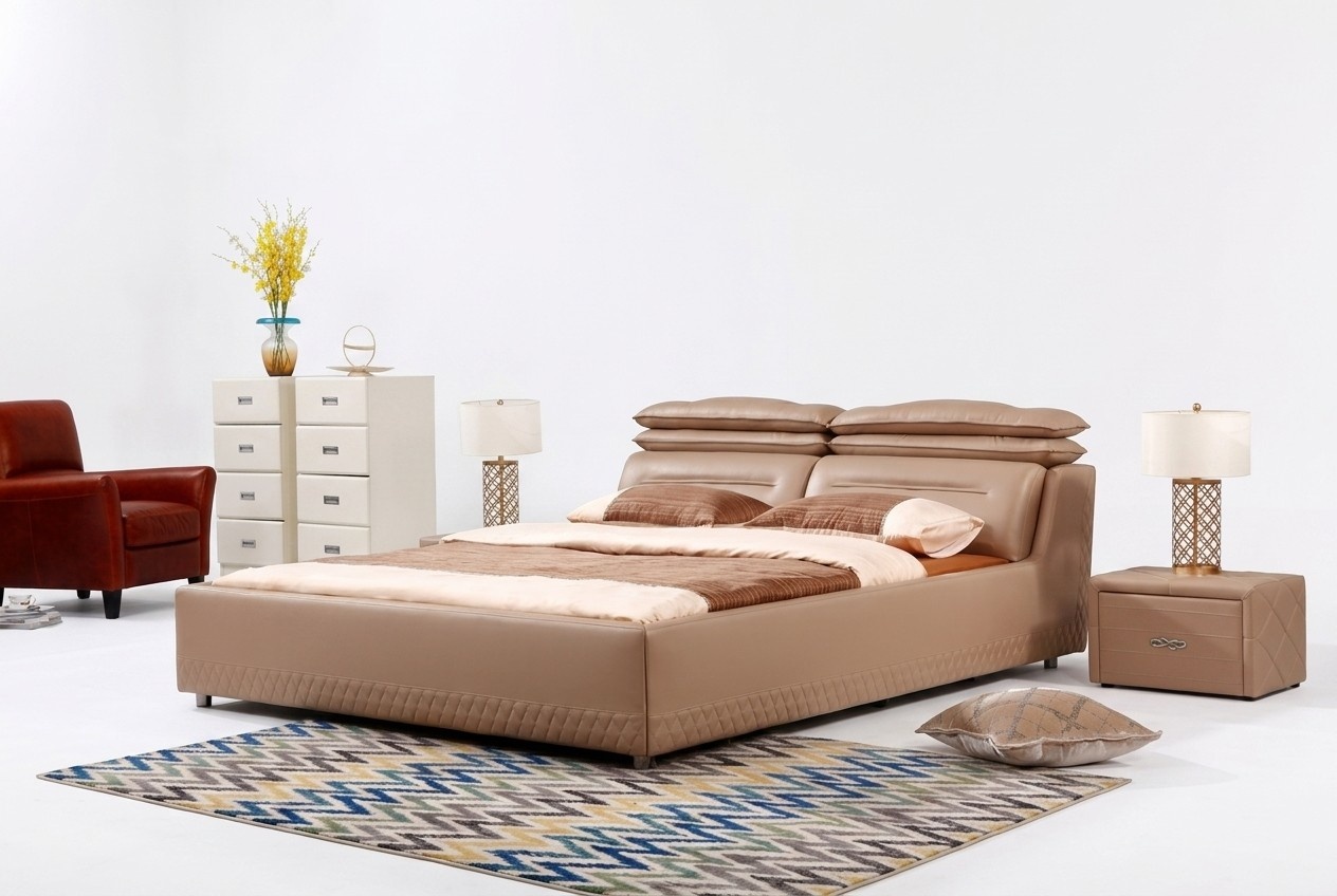 Modernes Design Bett XXL Luxus Hotel Betten Stil Doppel Leder 140 160 180x200cm