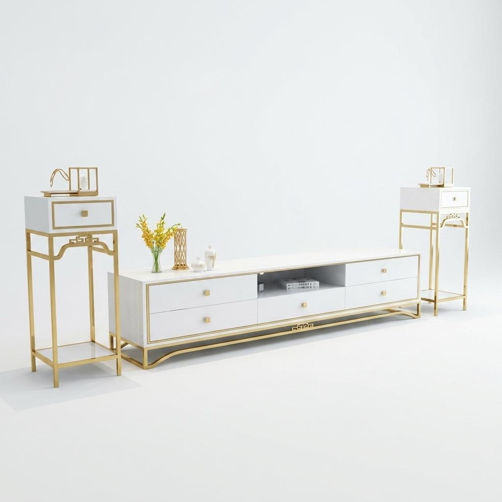 Modernes Design Wohn Wand Wohnzimmer Sideboard RTV Regal Blumenständer 3tlg. Neu