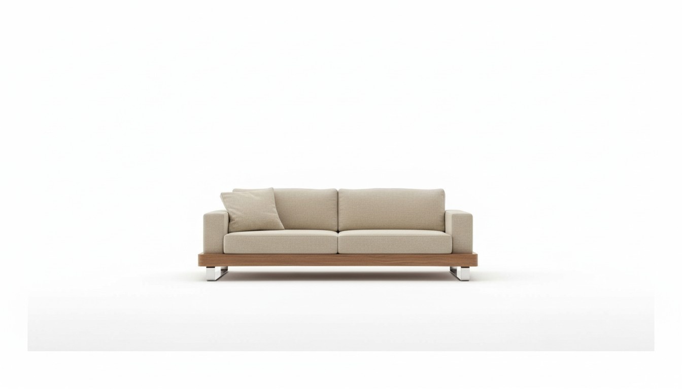 Modernes Dreisitzer Sofa Polstercouch Wohnzimmergarnitur-Set Holzgestell