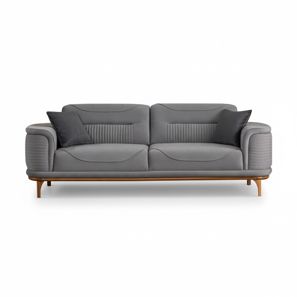 Modernes Graues Sofa Hochwertiges Textil für ein Wohnzimmer Neu