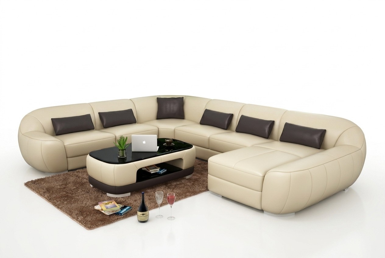 Modernes Ledersofa + USB Ecksofa Wohnlandschaft Sitz Polster Couch Garnitur Neu