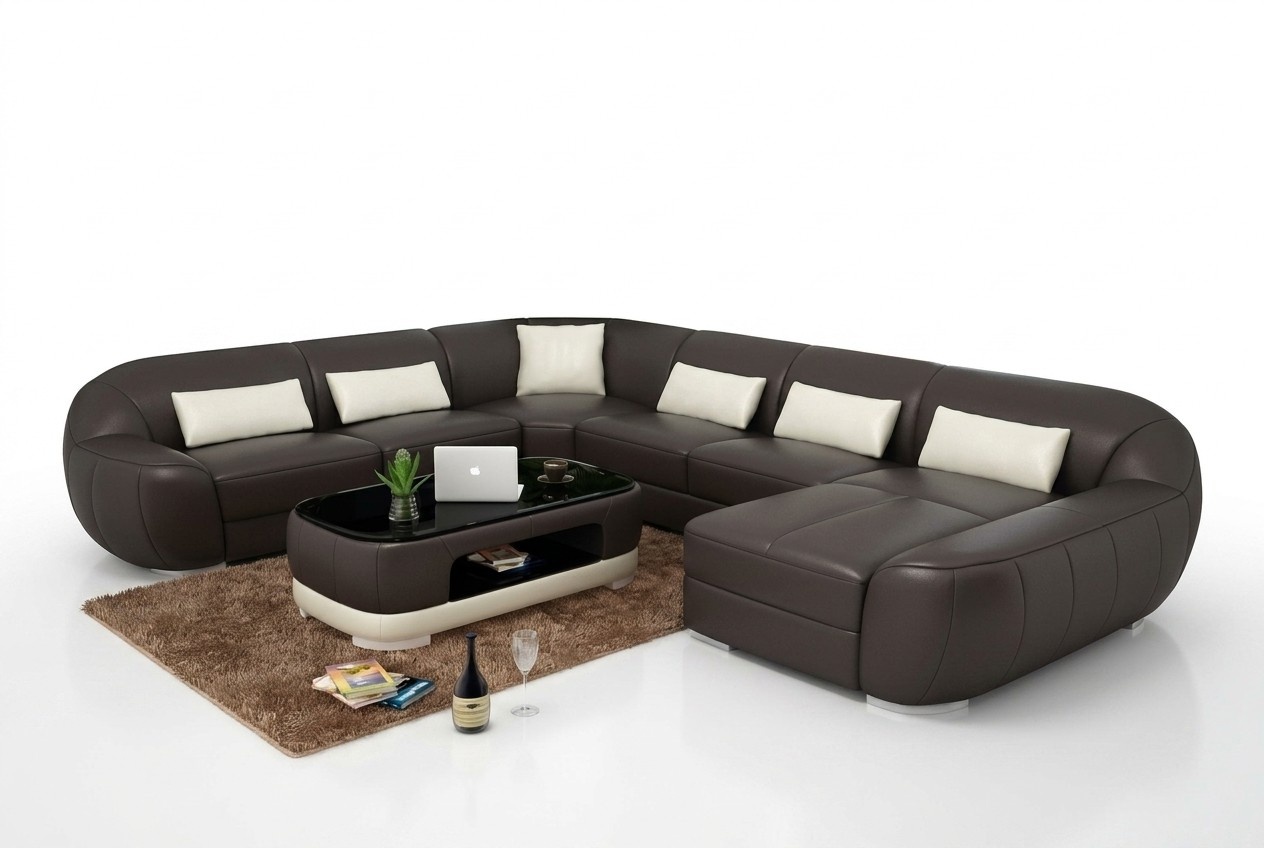 Modernes Ledersofa + USB,Ecksofa Wohnlandschaft Sitz Polster Couch Garnitur Neu