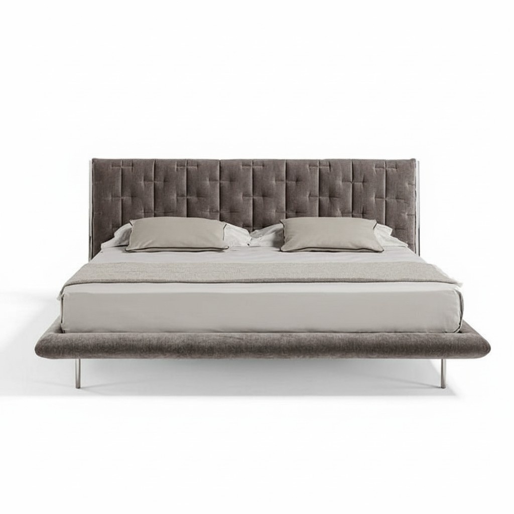 Modernes Polsterbett Grau Komfort Schlafen Stilvolles Design Luxusbett Bett