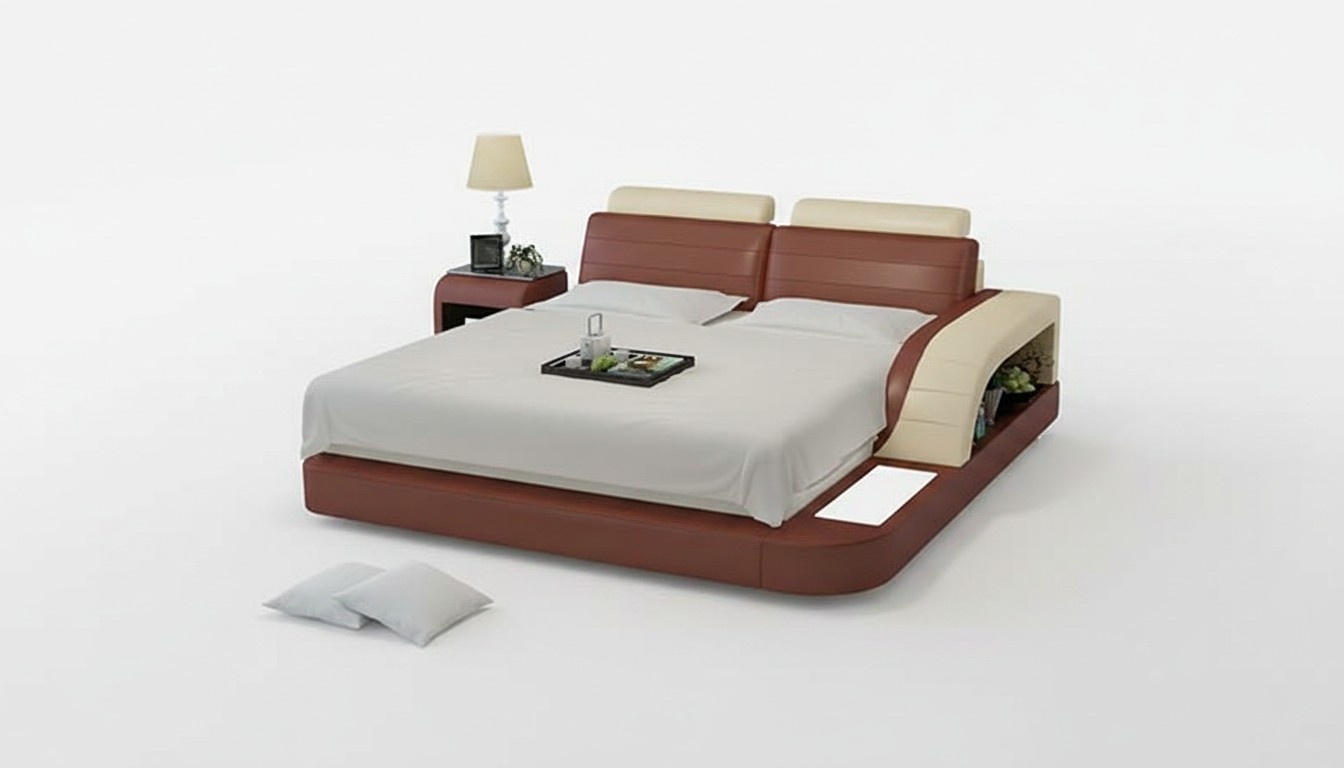 Modernes Schlafzimmer Bett Hochwertiges Design Betten Polster Multifunktion +USB