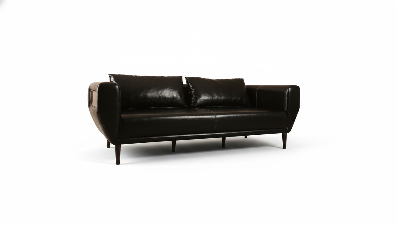 Modernes schwarzes Ledersofa für Arbeitszimmer