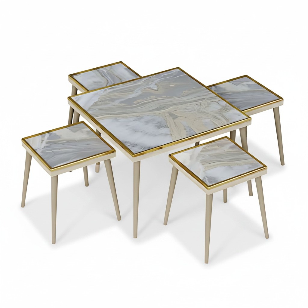 Modernes Wohnzimmer-Set aus Holz in Mehrfarbig