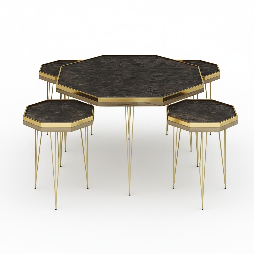 Modernes Wohnzimmer-Set Schwarz Edelstahl MDF Elegant