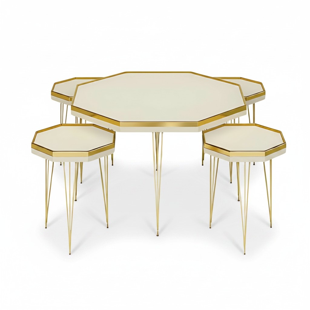 Modernes Wohnzimmer-Set Weiß MDF Edelstahl elegant