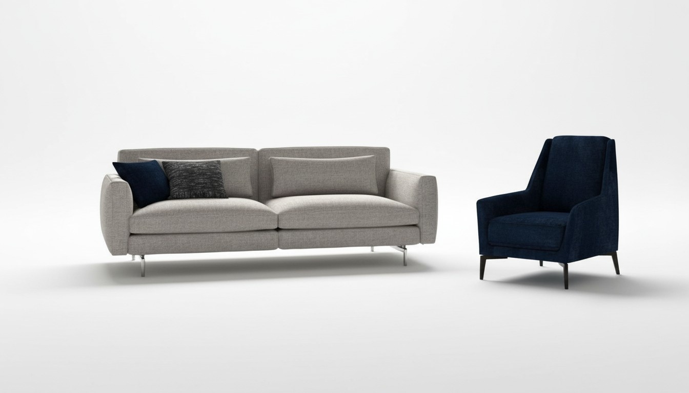 Modernes Wohnzimmerset Dreisitzer Sessel Couchtische Textilmöbel Neu