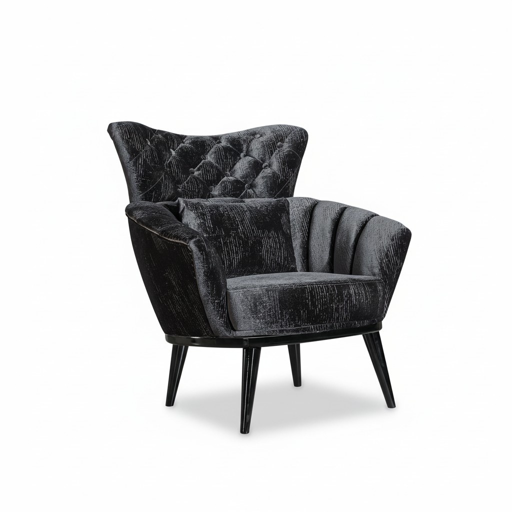 Möbel Design Sessel Modern Design Sessel Textil Wohnzimmer schwarz