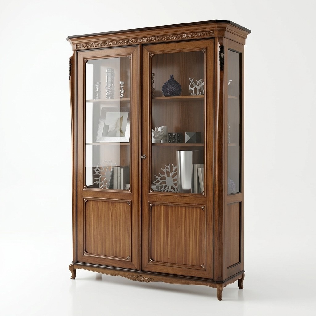 Möbel Holz Braun Vitrine Schicke Vitrineschrank Italienische Möbel Klassische