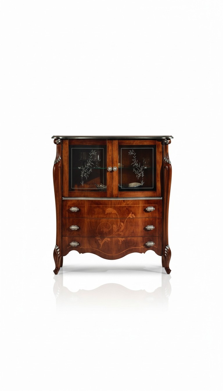 Luxuriös Möbel Holz Glas Stil Barock Schrank Kommode Schränke Designer Italienische Möbel