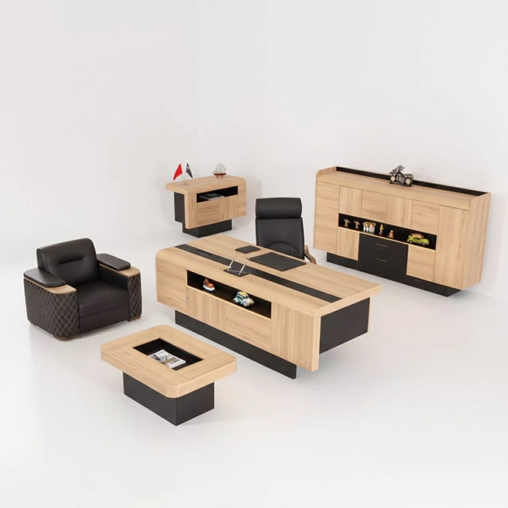 Möbel Kanzlei Luxus Büroeinrichtung Komplettes Set Tisch Schrank 3tlg
