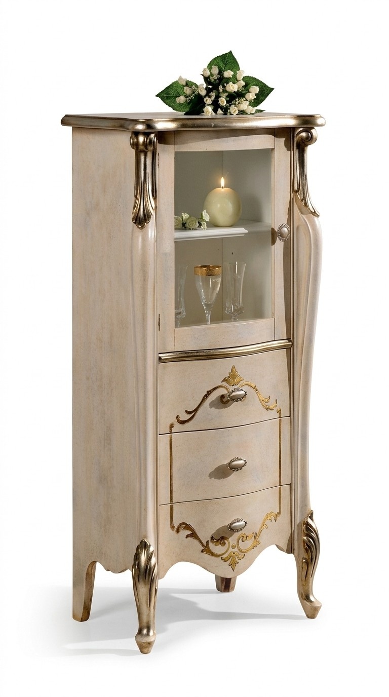 Möbel Klassischer Kommode Holz Glas Vitrine Kommodenschrank Designer Schrank Neu