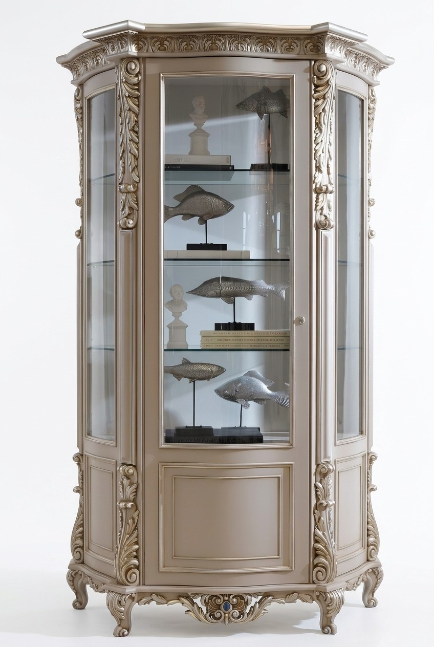 Möbel Massive Holz Vitrinen Glas Schrank Echtholz Anrichte Vitrine Wohnzimmer