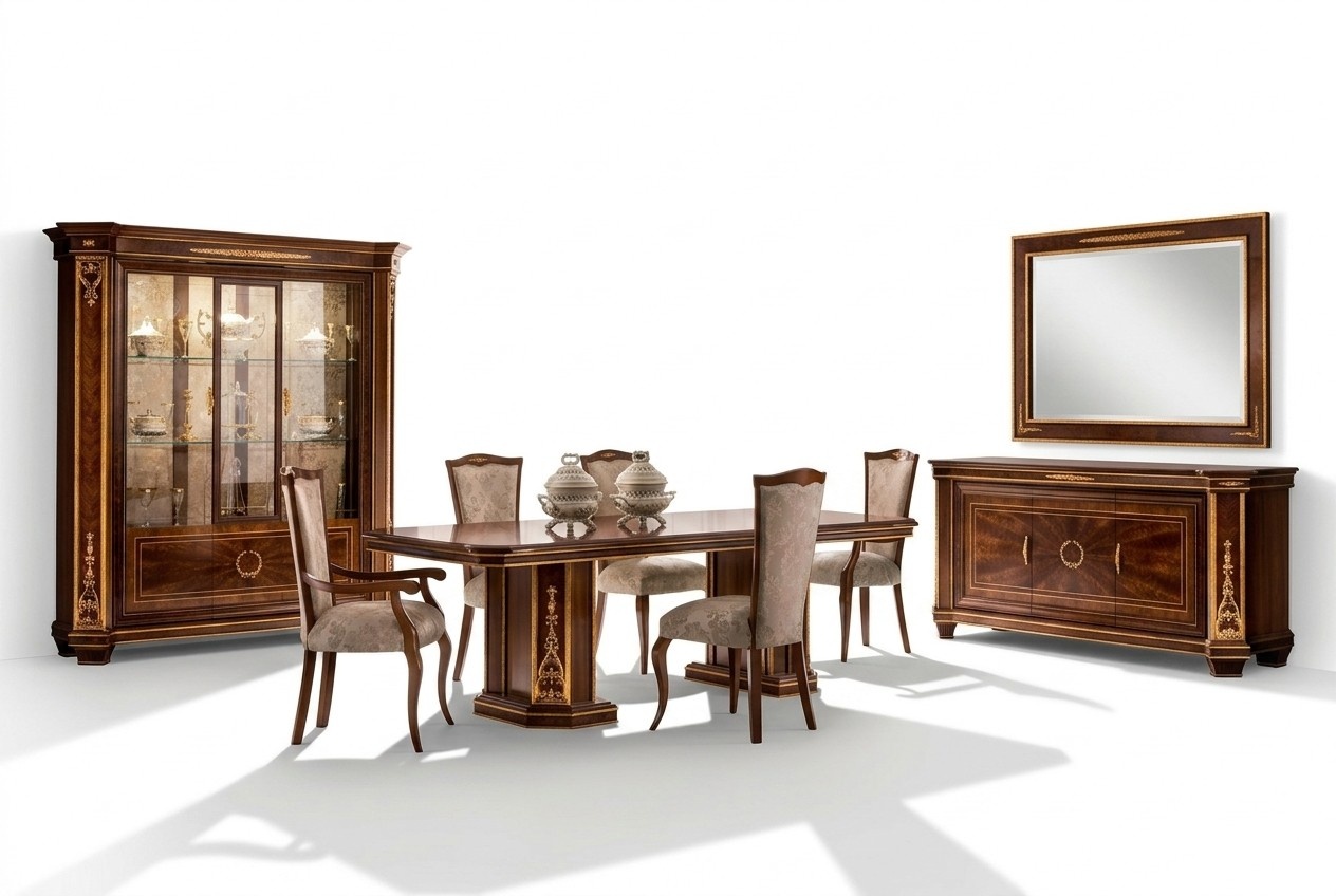 Möbel Tisch + 6x Stuhl Sets Esszimmer Garnitur Holz Komplett Barock Rokoko Neu