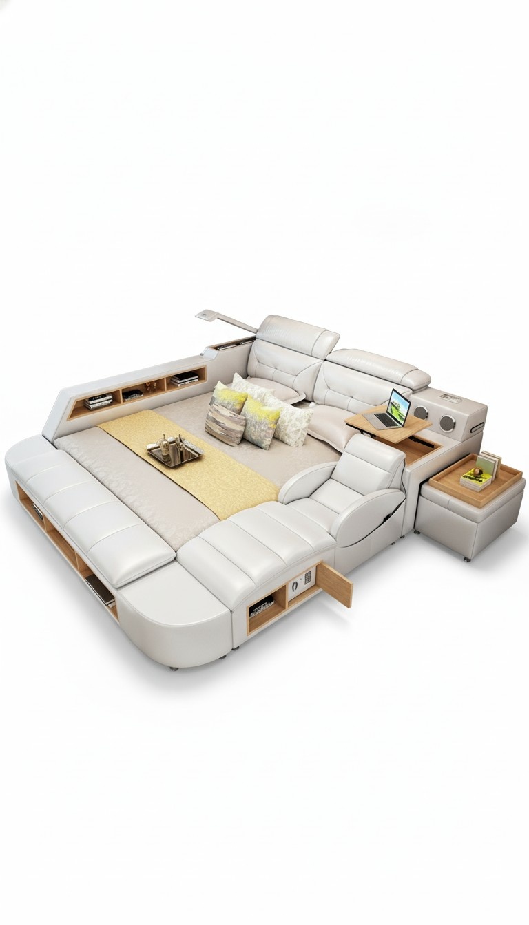 Multifunktion 180x200 Leder Bettgestell Design Leder Bett Betten Polster Doppel