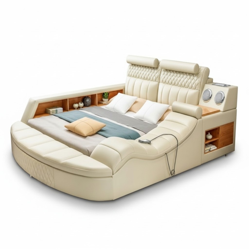 Multifunktion Bett Doppelbett Betten Ehebett Polsterbett Schlafzimmer Lederbett