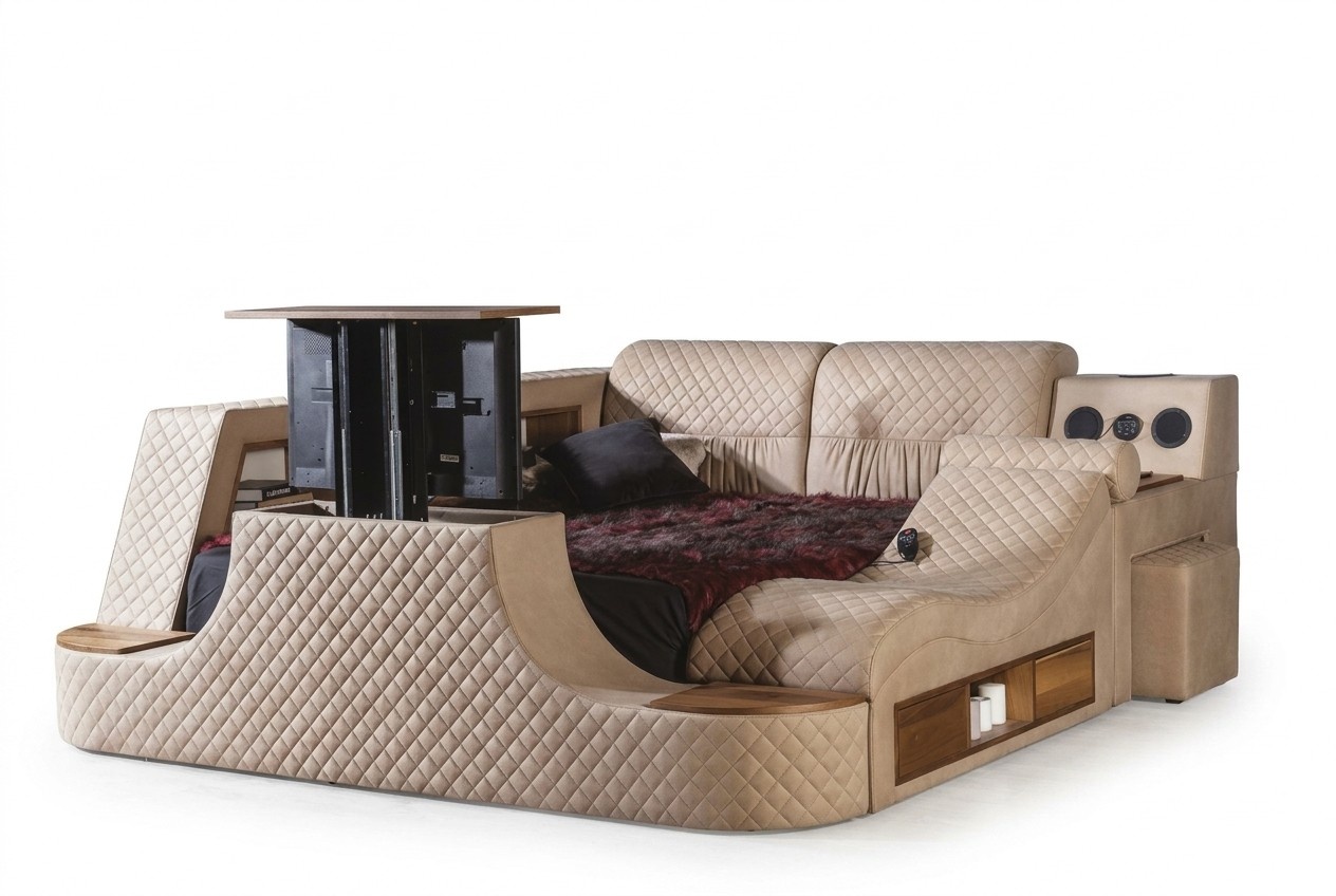 Multifunktion Bett Schlafzimmer Möbel Betten Luxus Bett tv lift Doppelbett Neu