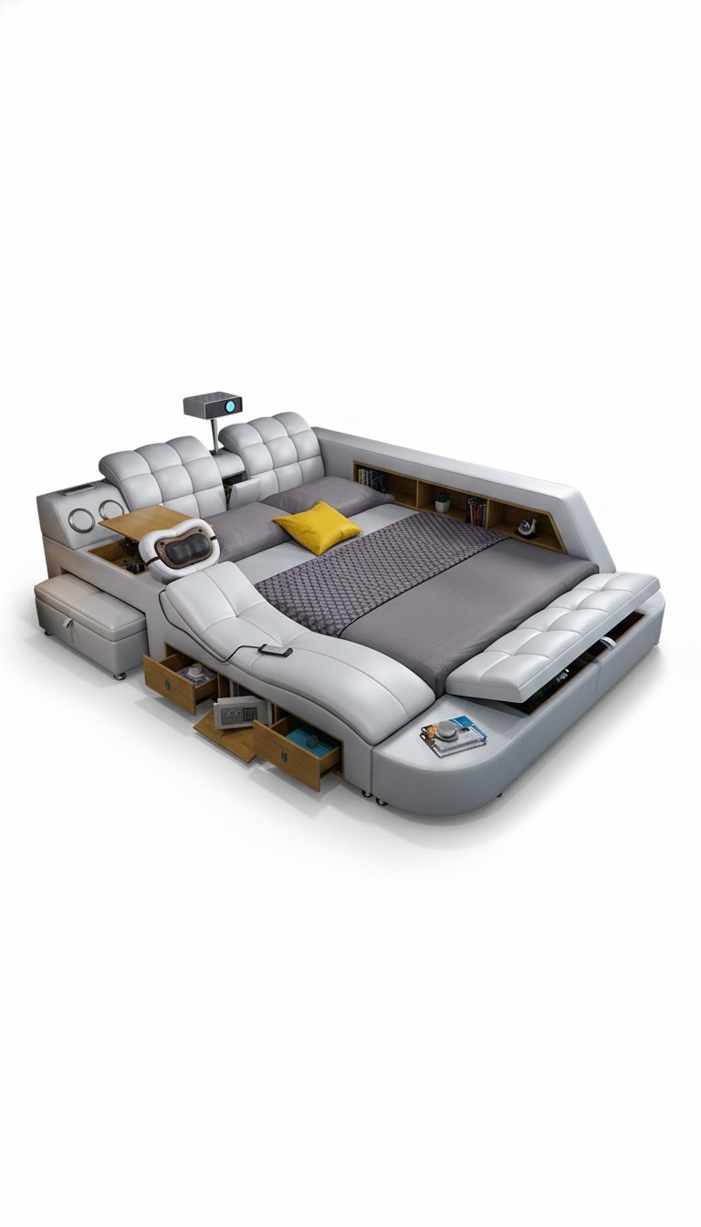 Multifunktion Deluxe Betten Massage Bett Hotel Polster Led usb Radio Beamer tv