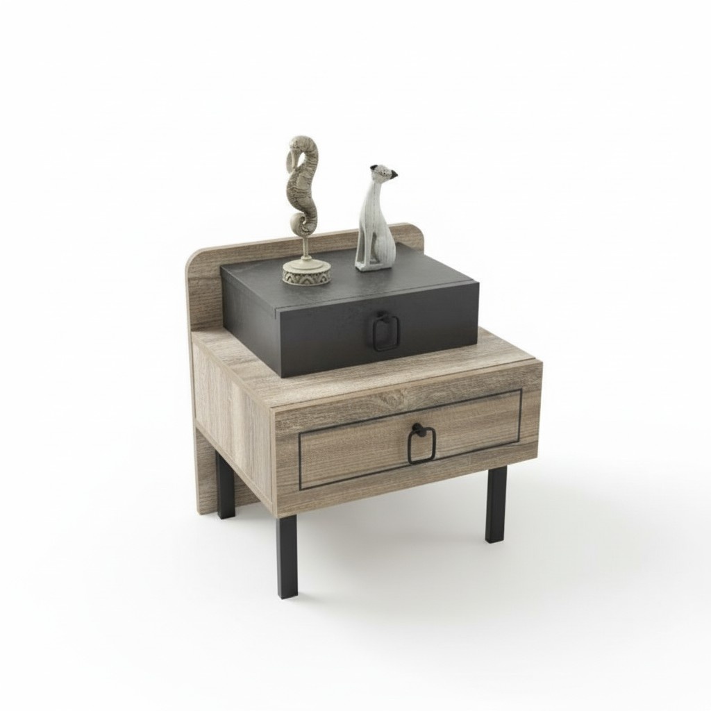 Nachttisch Holz Schublade Schwarz Stilvolles Design Kinderzimmer Möbel Modern