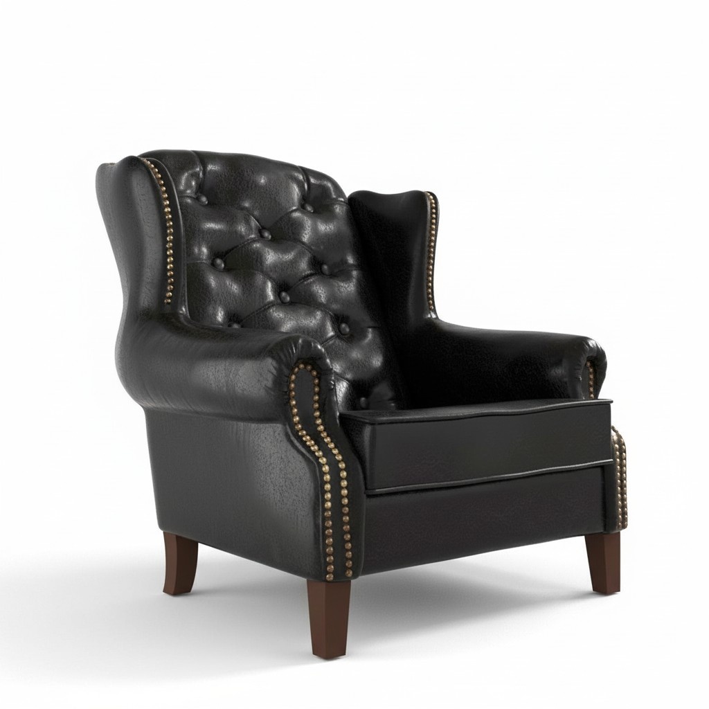 Ohrensessel Sessel Fernseh Design Polster Sofa Couch Chesterfield Leder 1 Sitzer