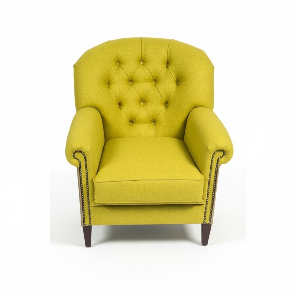 Ohrensessel Sessel Fernseh Stuhl Polster Sofa 1 Sitzer Relax Chesterfield Gelb