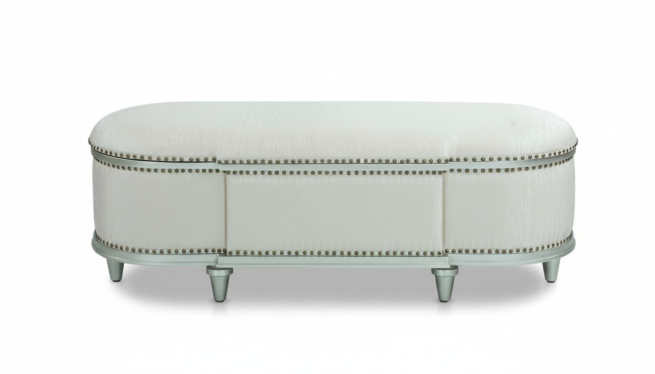 Ovaler Hocker Truhe Klassische Fußstützen Fußhocker Bank Sitzbank Ottomane Stoff