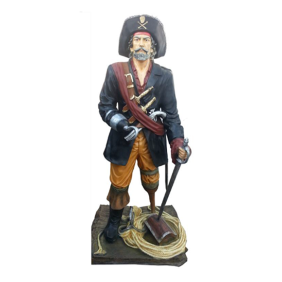 Pirat Figur Statue Kaperer Freibeuter Korsar Bukanier Skulptur Dekoration