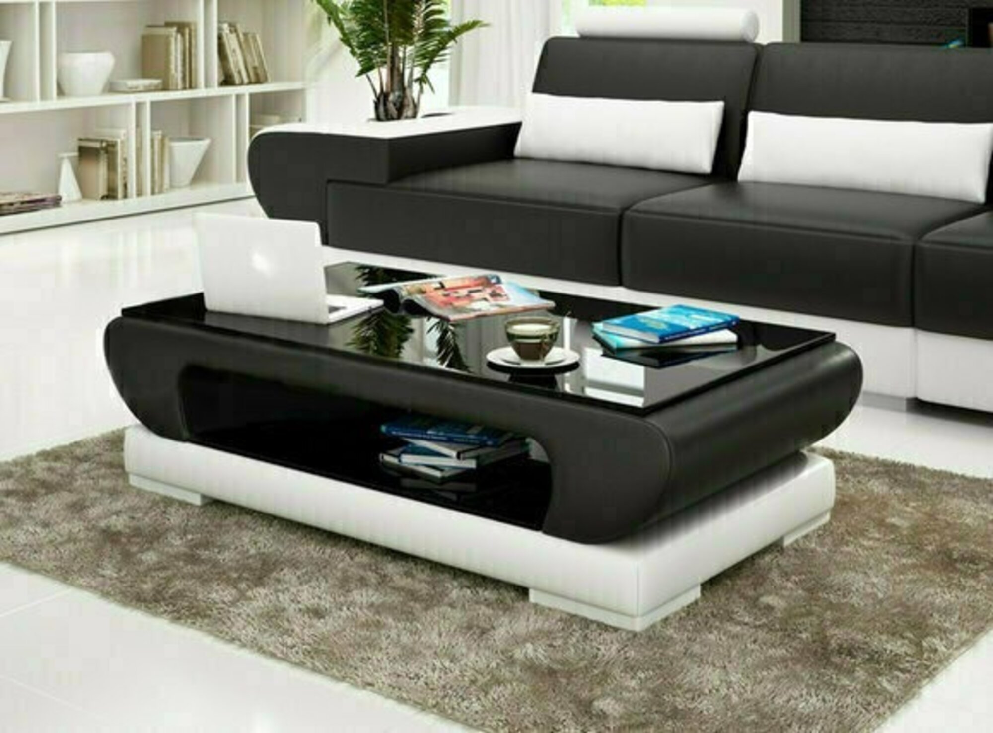 Designer Couchtisch Polster Tisch Leder Glas Moderner Tische Glastische SB403 VARIANTE 1 SOFORT LIEFERBAR