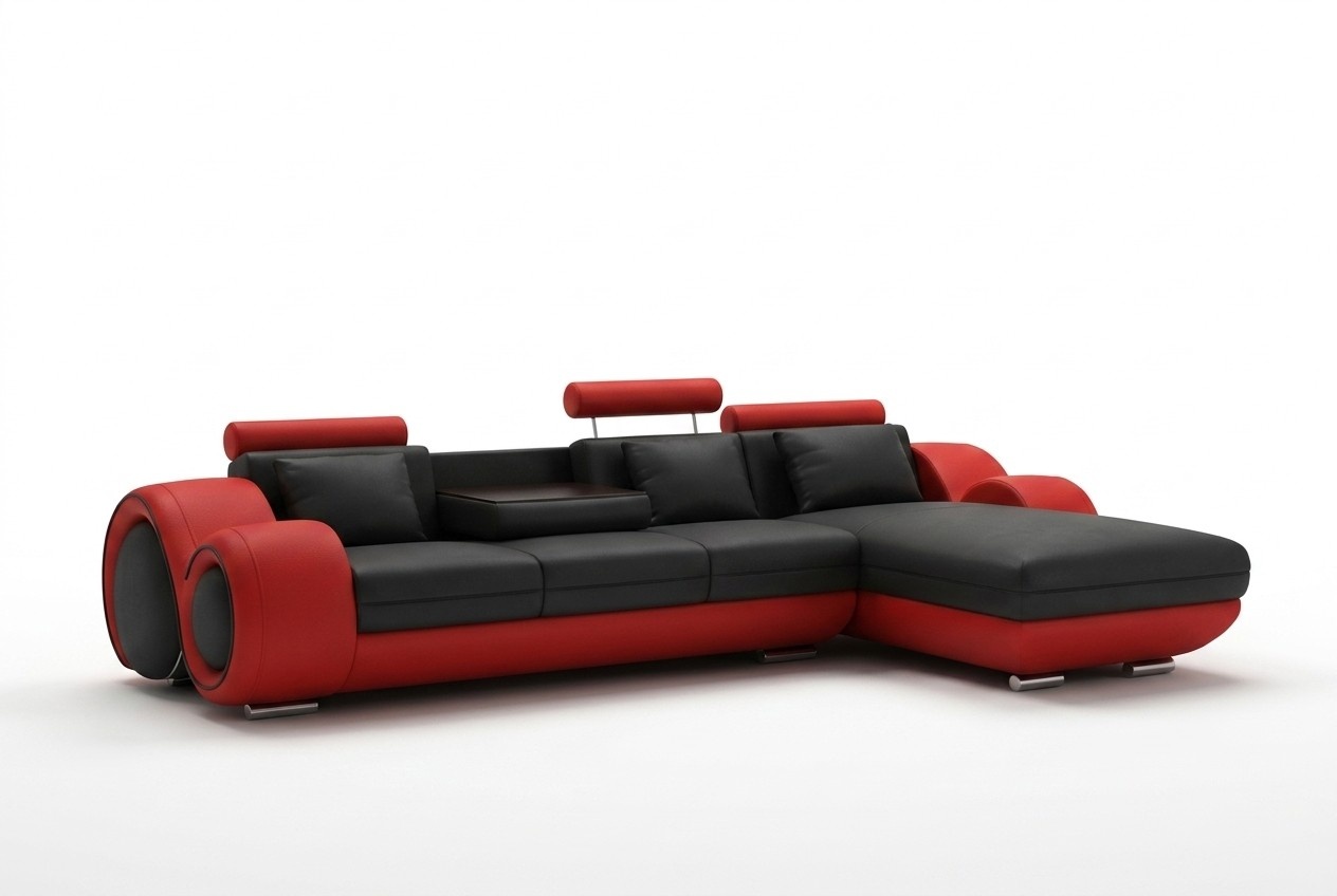 Patentiertes Design Ecksofa Sofa Couch Polster Leder Ecke Wohnlandschaft BERLINr