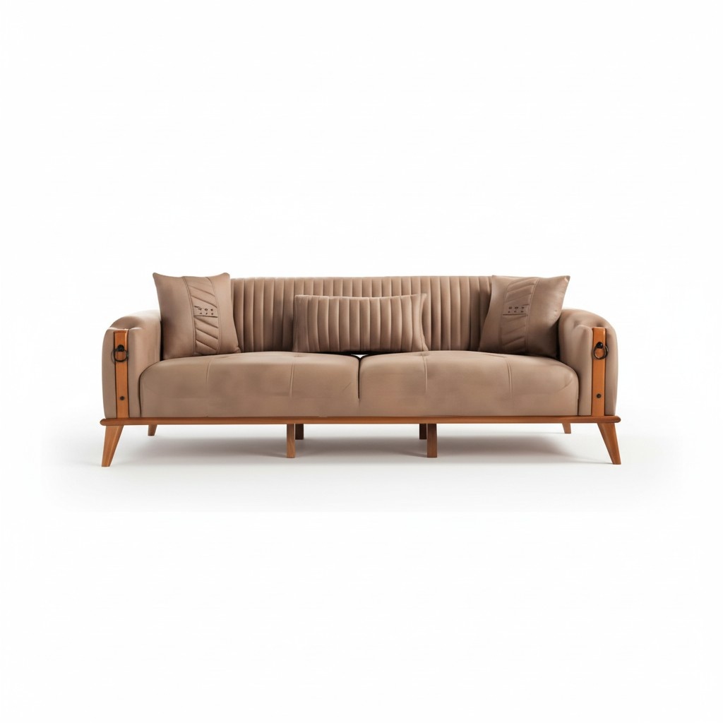 Perfekte 3-Sitzer Sofa Modern Holz Wohnzimmer Mobel Braun Luxus Couch