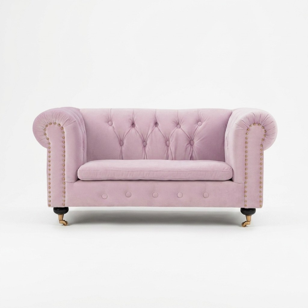 Pink Chesterfield Sofa Couch Polster Stoff Leder Couchen Polster Garnitur