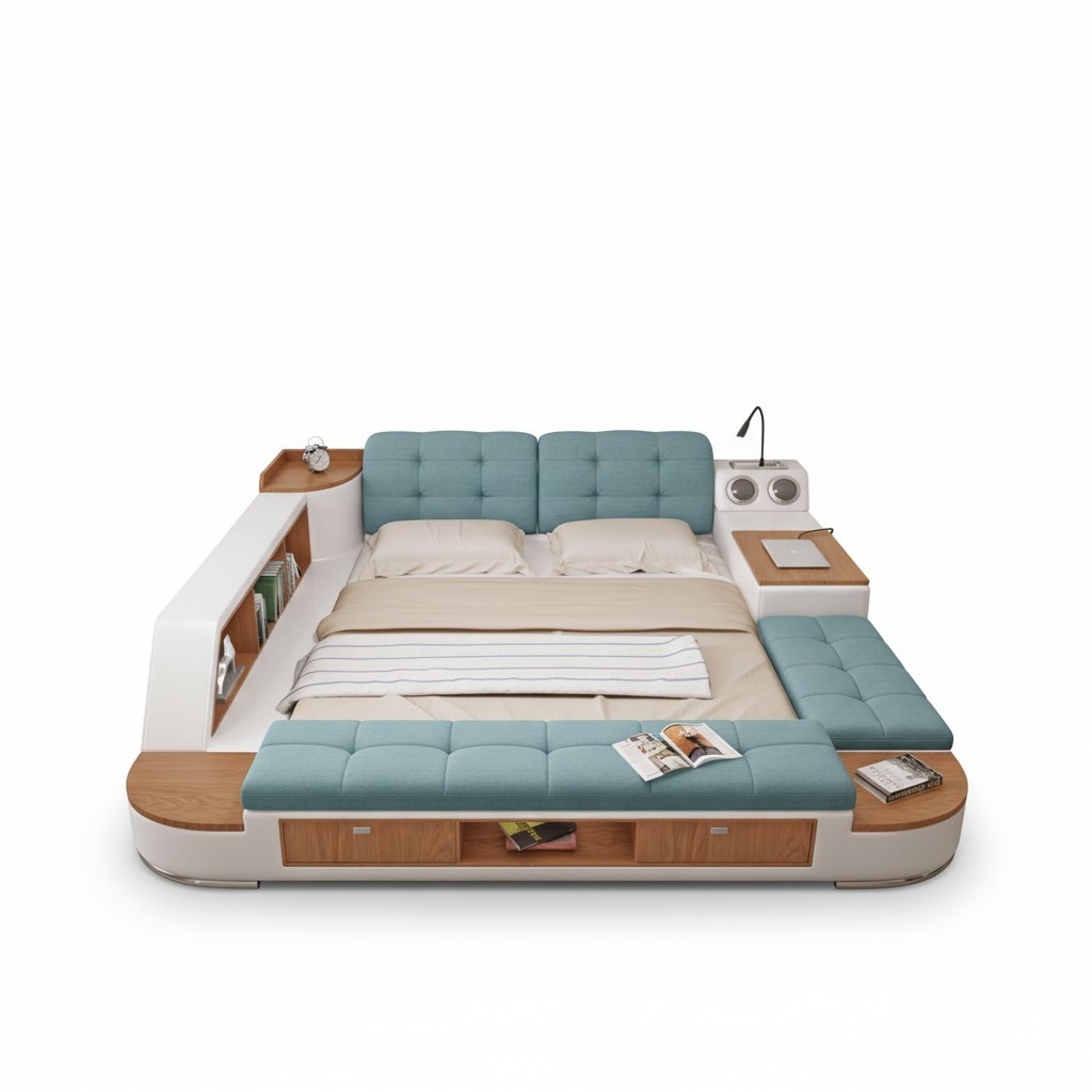 Polster Betten Moderne Hotel Multifunktion Neu Doppel Luxus Design Leder Bett