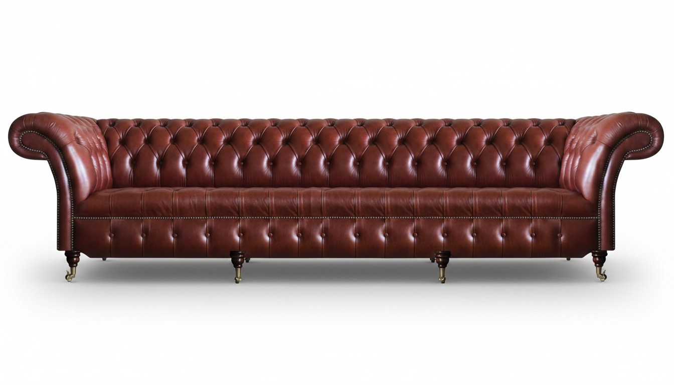 Polster Möbel Sofa Viersitzer Couch Braun Wohnzimmer Chesterfield Einrichtung