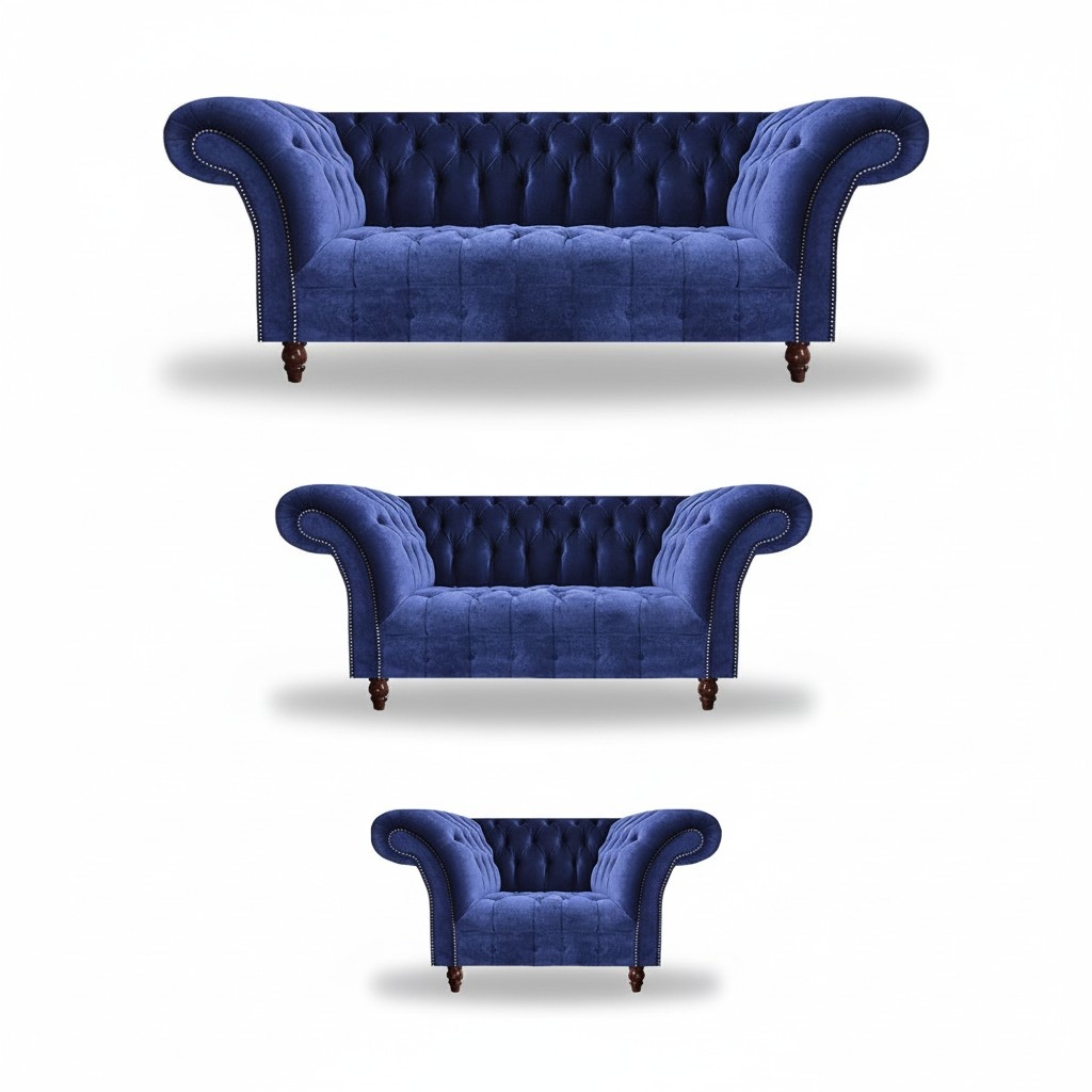 Polster Möbel Sofagarnitur 3tlg Wohnzimmer 3+2+1 Sitzer Chesterfield