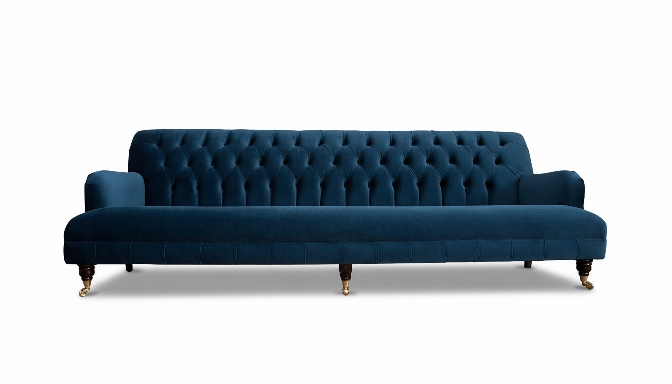 Polster Sofas Design Luxus Couch Blau Sofa 4 Sitzer Stoff Viersitzer Neu