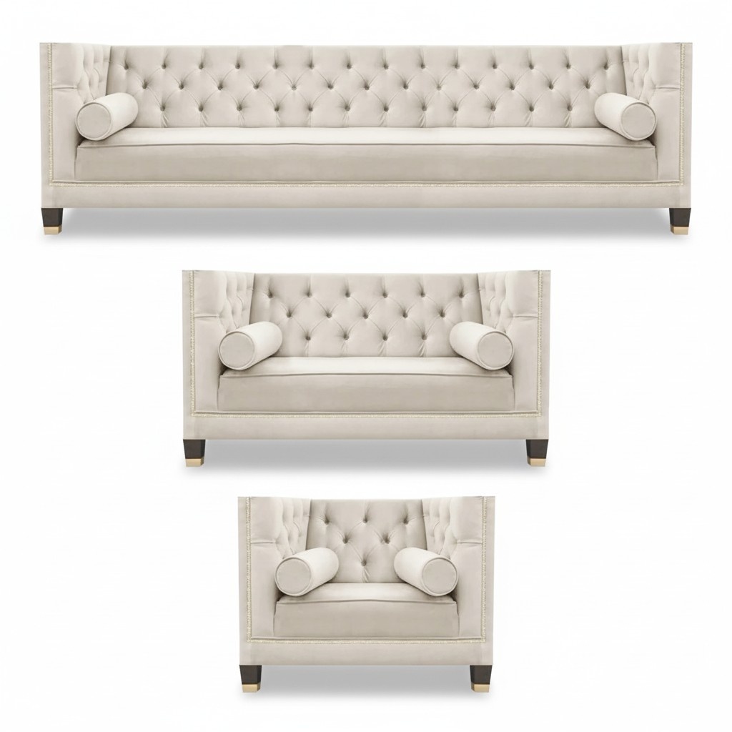 Polster Wohnzimmer Garnitur Designer Sofagarnitur Luxus Textil Sessel Neu