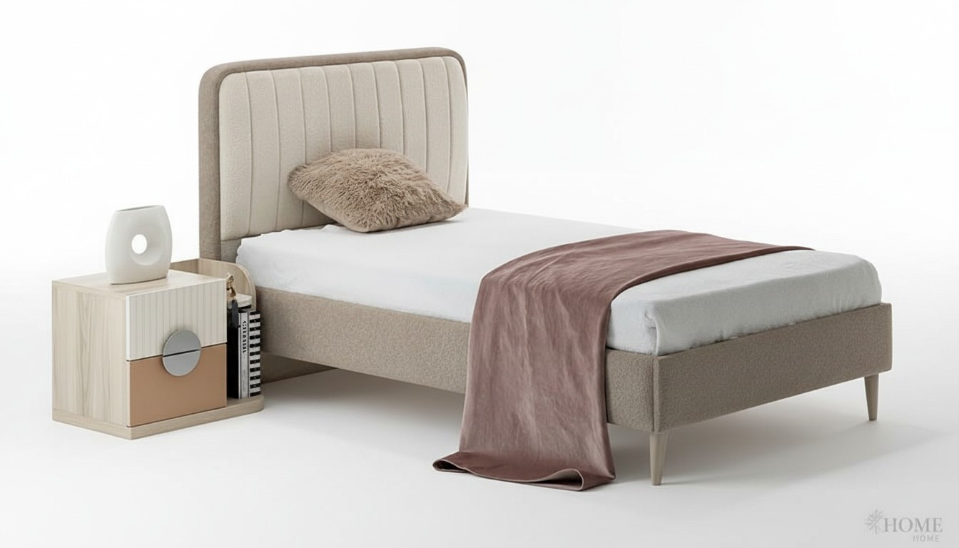 Polsterbett Elegant Nachttisch Stilvolles Design Komfortables Kinderzimmer Möbel