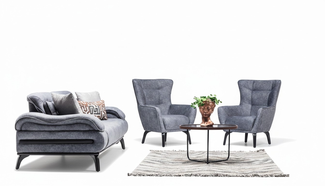 Polstergruppe Sofa Set Wohnzimmergarnitur Garnitur Couch Sofagarnitur 3+1+1