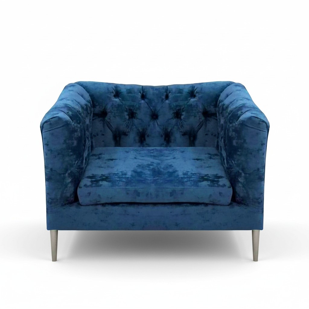 Polstermöbel Blau Sessel Chesterfield Wohnzimmer Modern Polstersitz