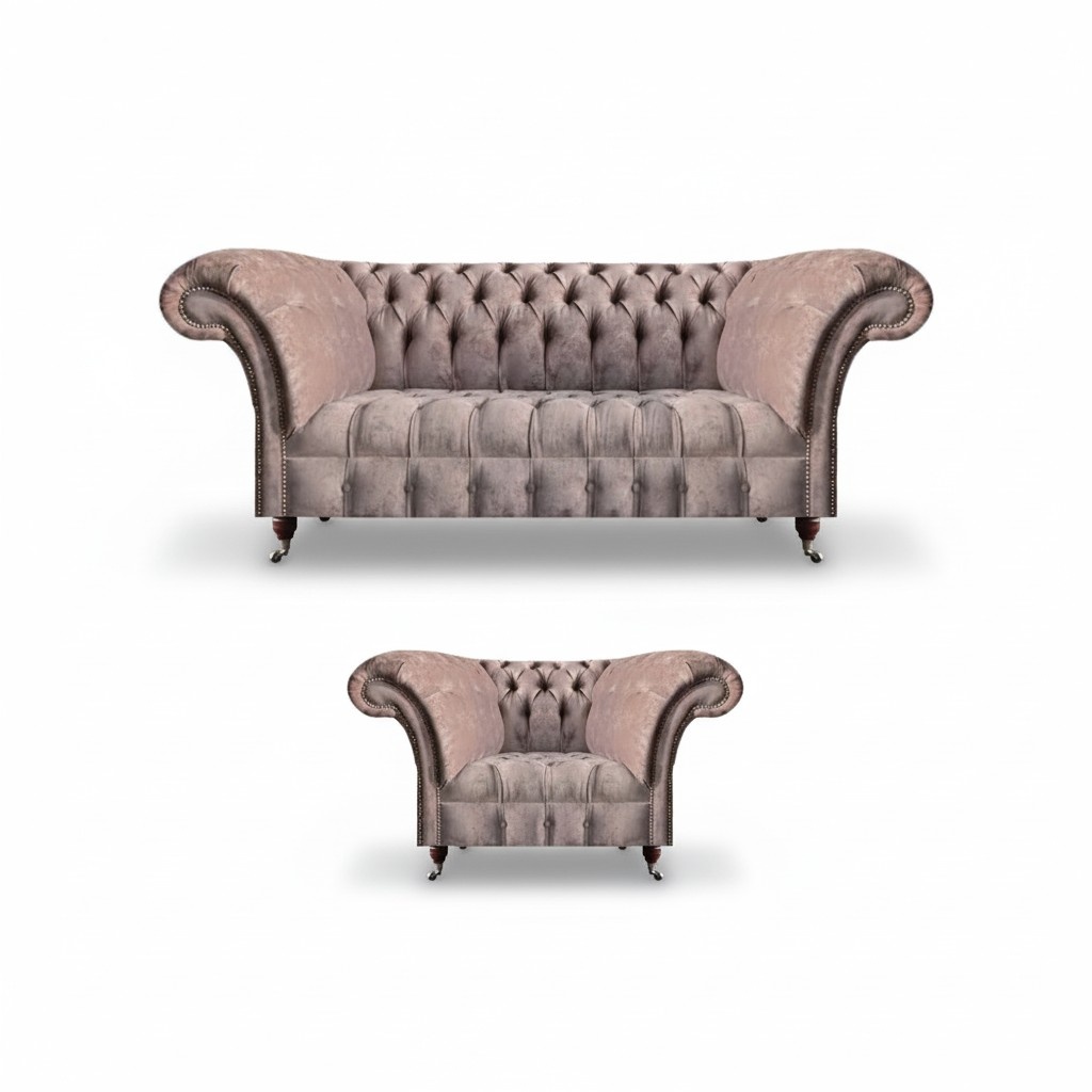 Polstermöbel Grau Komplett Sessel Sofa Dreisitzer Couch Sofagarnitur Textil