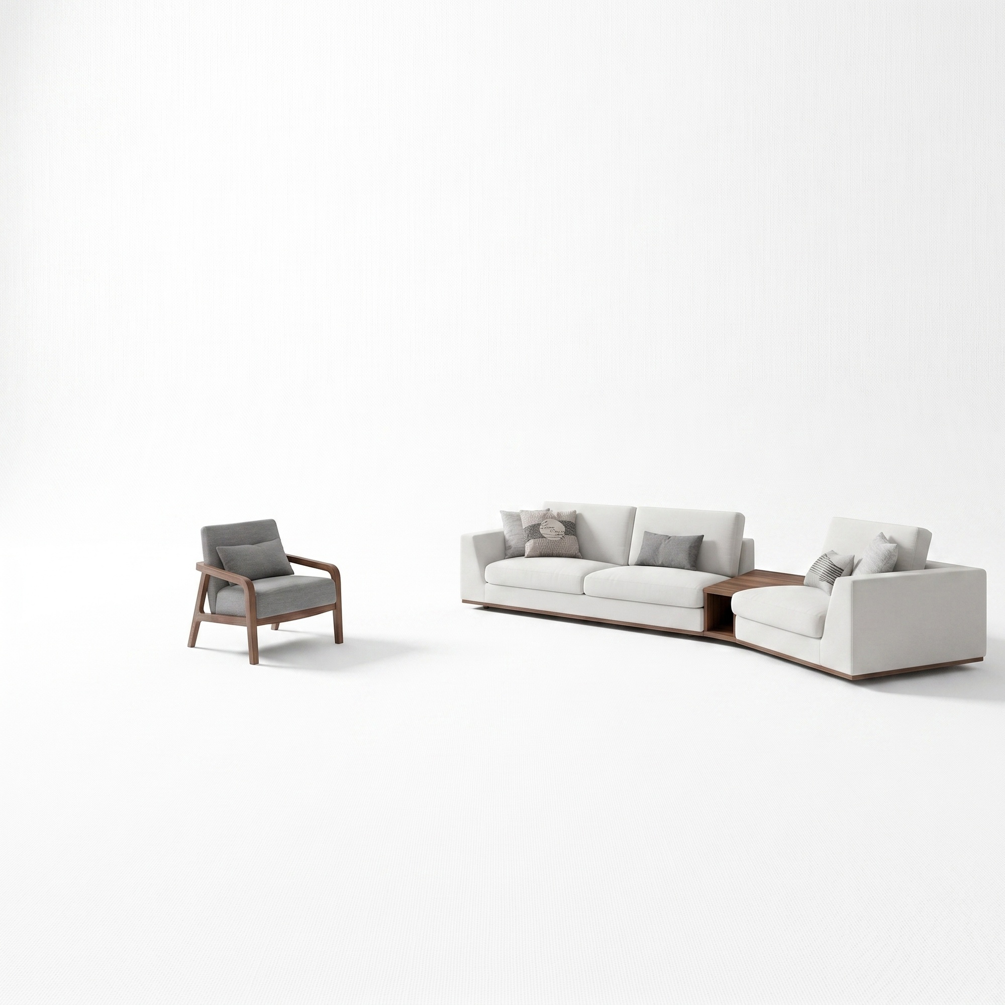 Polstermöbel Sofa Couch Dreisitzer Wohnzimmer Design Sessel Holz Textil