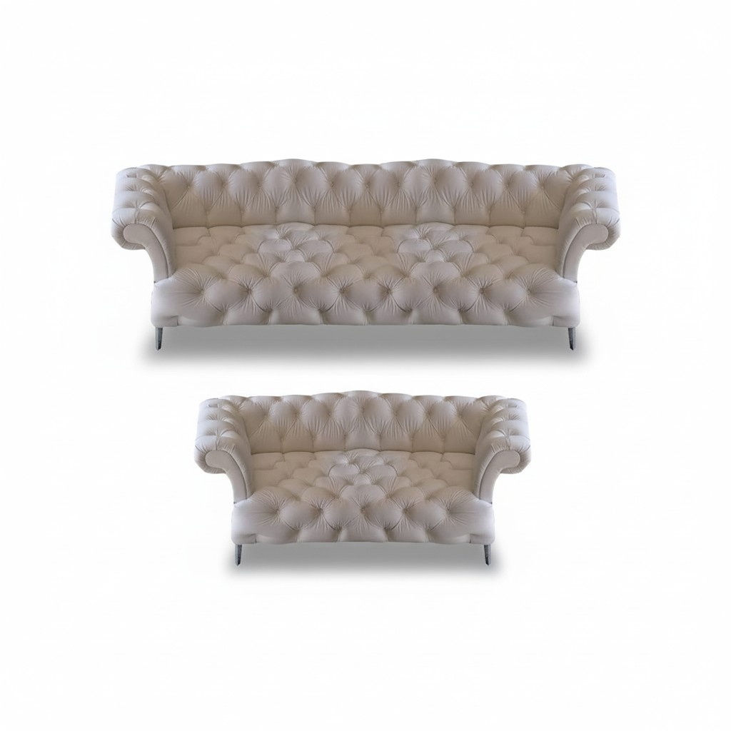 Polstermöbel Weiß Ledersofa 2x Sofas Neu Chesterfield Modern Design Einrichtung