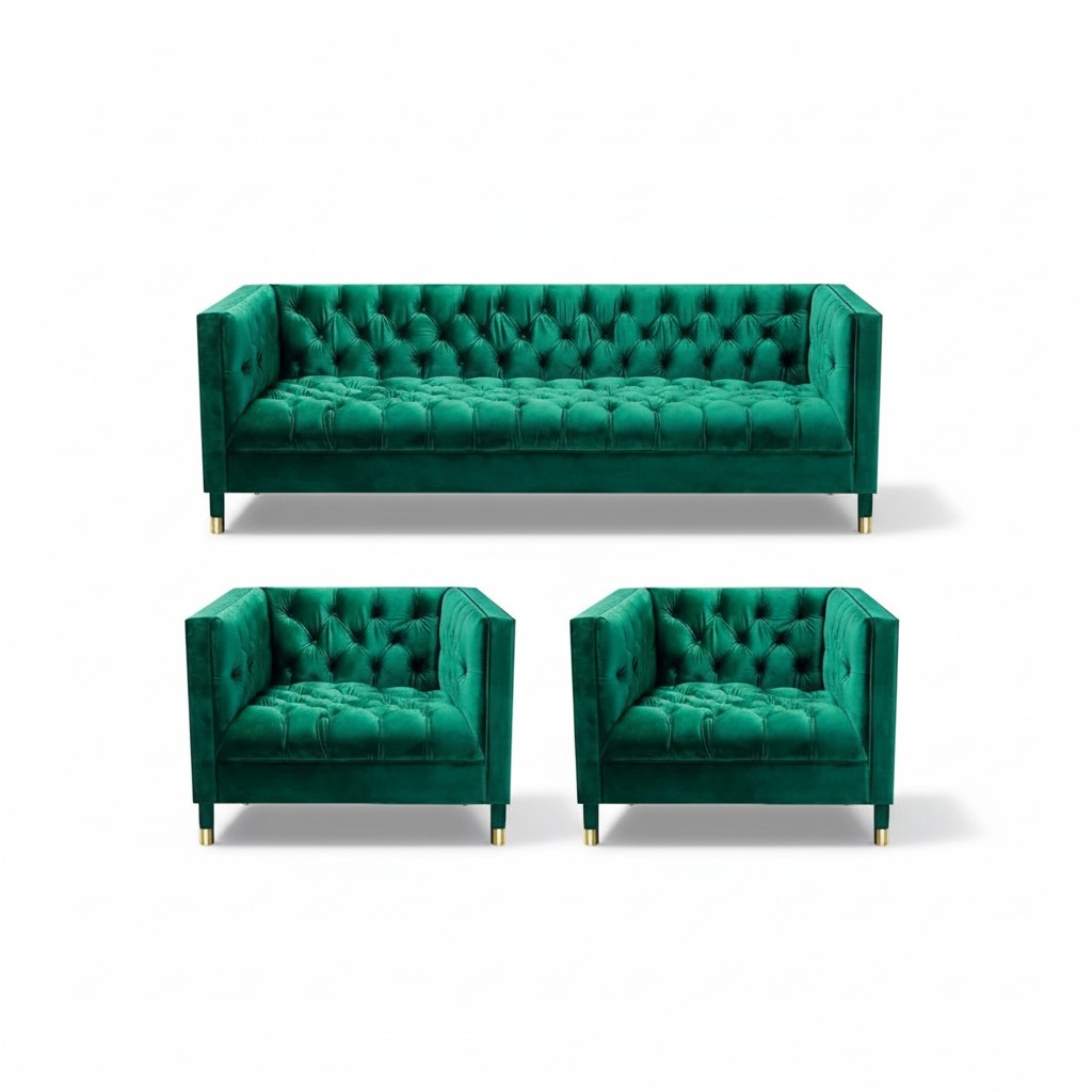 Polstermöbel Wohnzimmer Set 3tlg Luxus Chesterfield Garnitur Einrichtung